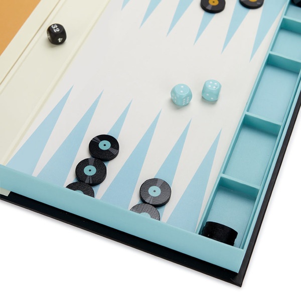 alvi Jeu de backgammon Greatest Hits Couleur Bleu orange Le jeu backgammon en version musicale Bois/