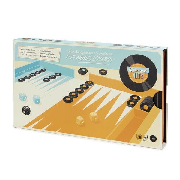 alvi Jeu de backgammon Greatest Hits Couleur Bleu orange Le jeu backgammon en version musicale Bois/
