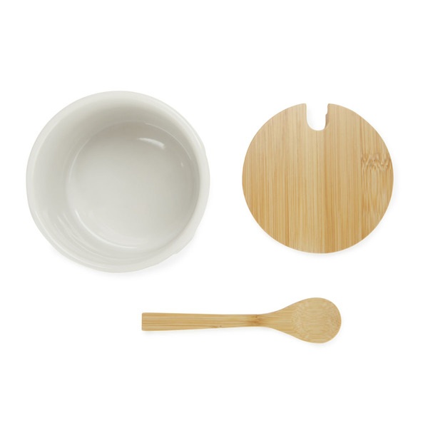 alvi Azucarero Sugar Color Blanco Recipiente elegante para almacenar azúcar Cerámica/bambú 7,4x9,5x9