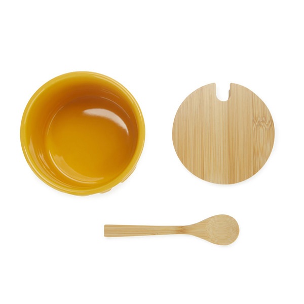 alvi Azucarero Sugar Color Amarillo Recipiente elegante para almacenar azúcar Cerámica/bambú 7,4x9,5