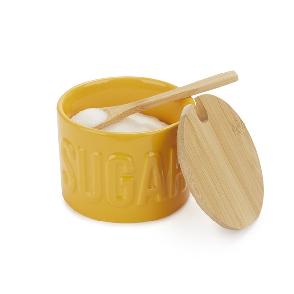 alvi Azucarero Sugar Color Amarillo Recipiente elegante para almacenar azúcar Cerámica/bambú 7,4x9,5