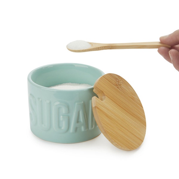 alvi Zuckerdose Sugar Farbe Türkis Elegante Zuckerdose zum Aufbewahren von Zucker Aus Keramik/Bambus