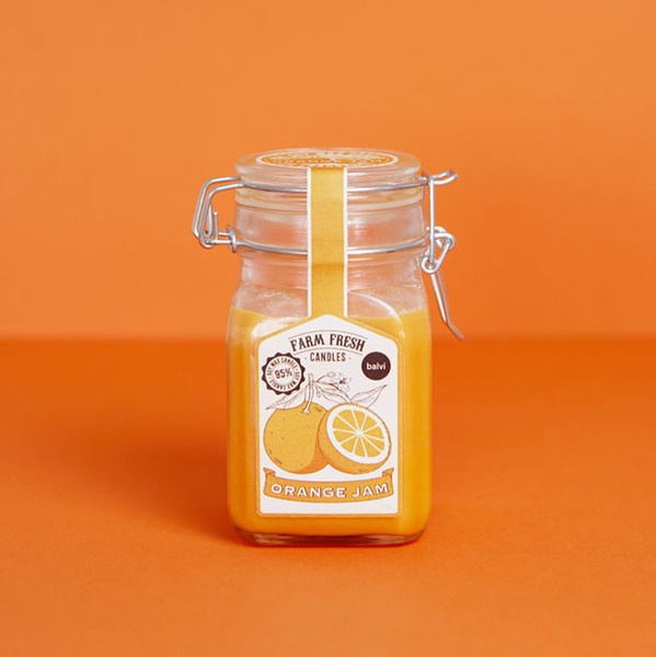 alvi Vela aromática Farm Fresh Color Naranja Diseño de tarro de mermelada con olor a fruta naranja C