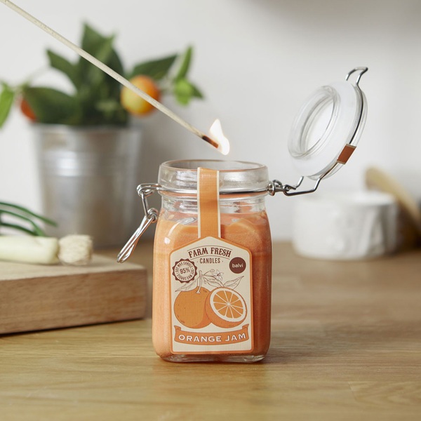 alvi Vela aromática Farm Fresh Color Naranja Diseño de tarro de mermelada con olor a fruta naranja C