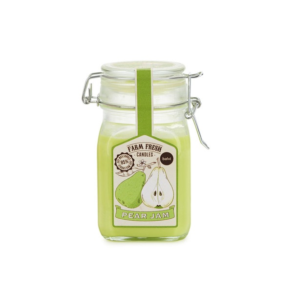 alvi Vela aromática Farm Fresh Color Verde Diseño de tarro de mermelada con olor a fruta pera Cera/v