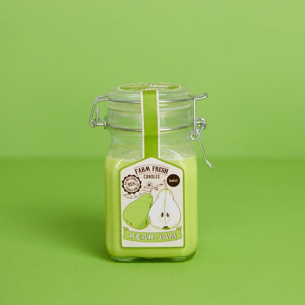 alvi Vela aromática Farm Fresh Color Verde Diseño de tarro de mermelada con olor a fruta pera Cera/v
