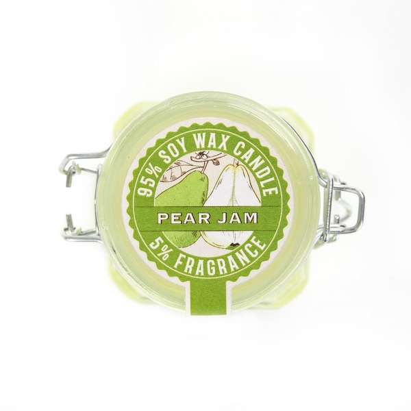 alvi Vela aromática Farm Fresh Color Verde Diseño de tarro de mermelada con olor a fruta pera Cera/v