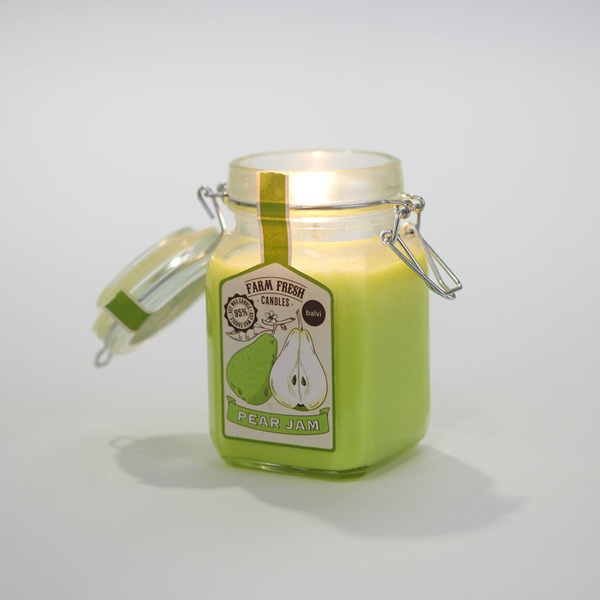 alvi Vela aromática Farm Fresh Color Verde Diseño de tarro de mermelada con olor a fruta pera Cera/v