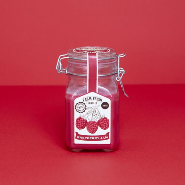 alvi Vela aromática Farm Fresh Color Rojo Diseño de tarro de mermelada con olor a fruta frambuesa Ce