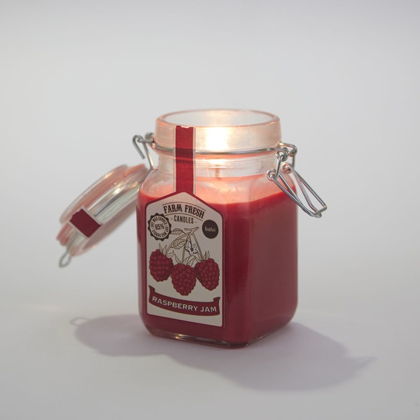 alvi Vela aromática Farm Fresh Color Rojo Diseño de tarro de mermelada con olor a fruta frambuesa Ce