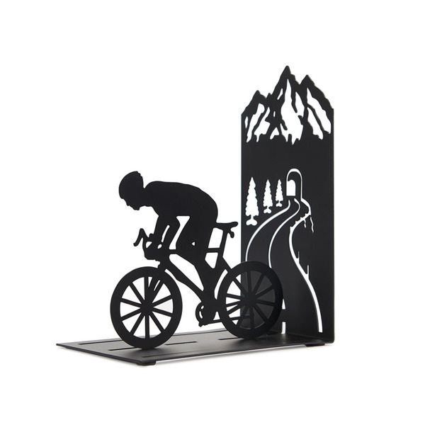 Balvi Buchstütze Le Tour Farbe Schwarz Ein Radfahrer auf einem Berg Aus Metall