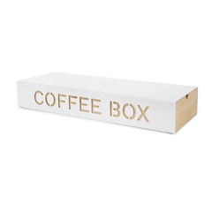 Balvi Coffee Box Coffee Box Couleur Blanc Stockage de capsules de café Métal/bambou 6x14,5x37,2 cm