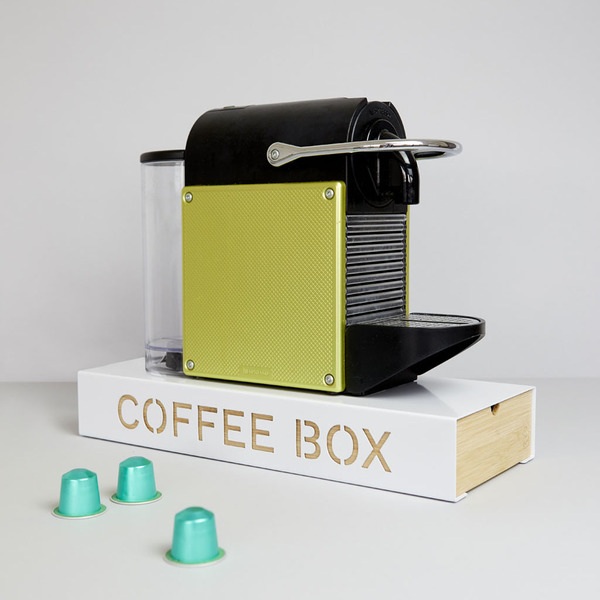 Balvi Coffee Box Coffee Box Color Blanco Almacenaje para cápsulas de café Metal/bambú 6x14,5x37,2 cm