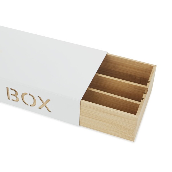 Balvi Coffee Box Coffee Box Color Blanco Almacenaje para cápsulas de café Metal/bambú 6x14,5x37,2 cm