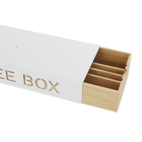 Balvi Coffee Box Coffee Box Color Blanco Almacenaje para cápsulas de café Metal/bambú 6x14,5x37,2 cm