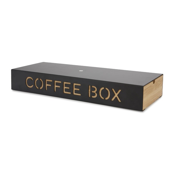 Balvi Coffee Box Coffee Box Color Negro Almacenaje para cápsulas de café Metal/bambú 6x14,5x37,2 cm