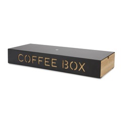 alvi Kaffeedose Coffee Box Farbe Schwarz Zur Aufbewahrung der Kaffeekapseln Aus Metall/Bambus 6 x 14