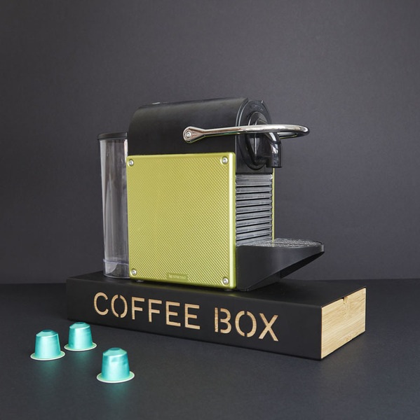 Balvi Coffee Box Coffee Box Color Negro Almacenaje para cápsulas de café Metal/bambú 6x14,5x37,2 cm