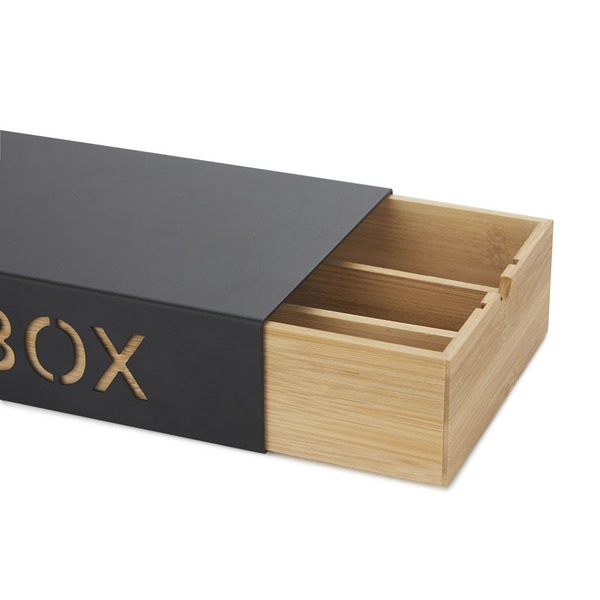 Balvi Coffee Box Coffee Box Color Negro Almacenaje para cápsulas de café Metal/bambú 6x14,5x37,2 cm