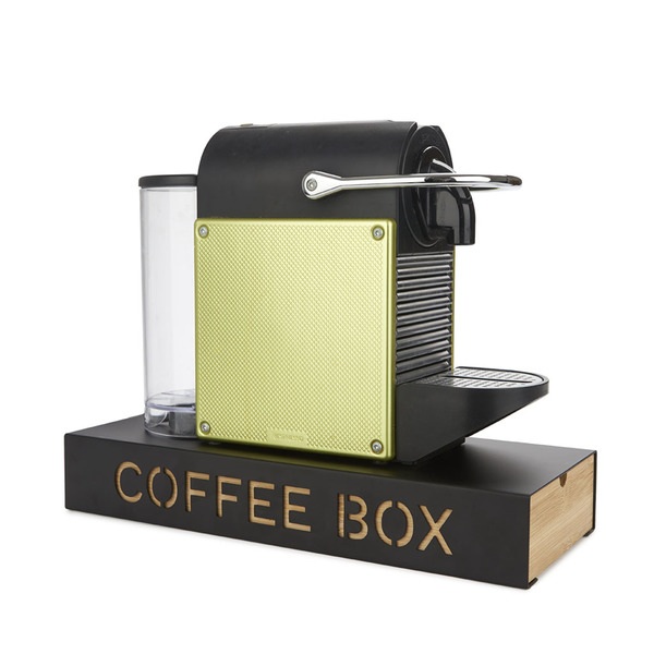 Balvi Coffee Box Coffee Box Color Negro Almacenaje para cápsulas de café Metal/bambú 6x14,5x37,2 cm