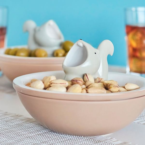 alvi Cuenco aperitivo Hungry Squirrel Bol para snacks 2 en 1 Con compartimento interior para cáscara