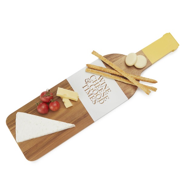 alvi Tabla queso The Bottle Bandeja de Acacia para Cortar y Servir Quesos en Forma de Botella de Vin
