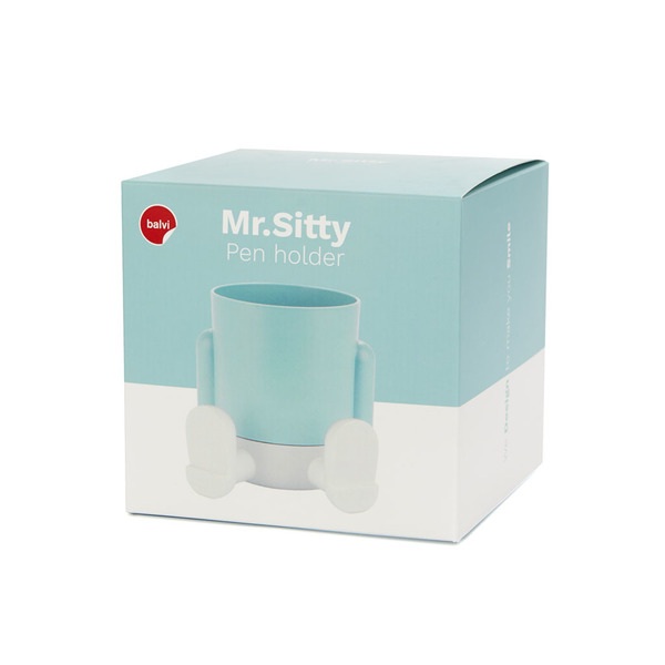 Balvi Porta matite Mr Sitty Colore Azzurro Design colorato e originale con due scomparti Plastica