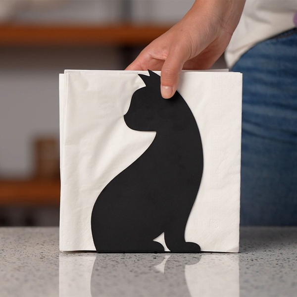 Balvi Porte-serviettes Feline Couleur Noir Convient pour différentes tailles et formes Métal