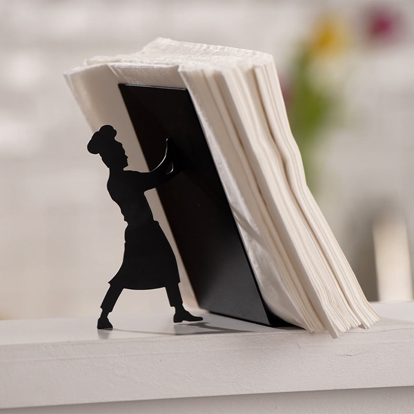 Balvi Napkin holder Too Many Napkins Black colour Suitable for various sizes and shapes Metal