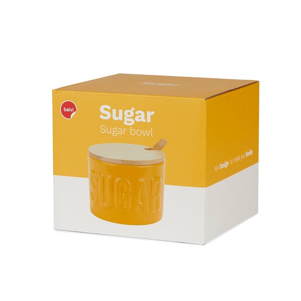 alvi Azucarero Sugar Color Amarillo Recipiente elegante para almacenar azúcar Cerámica/bambú 7,4x9,5