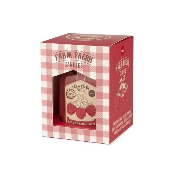 alvi Vela aromática Farm Fresh Color Rojo Diseño de tarro de mermelada con olor a fruta frambuesa Ce