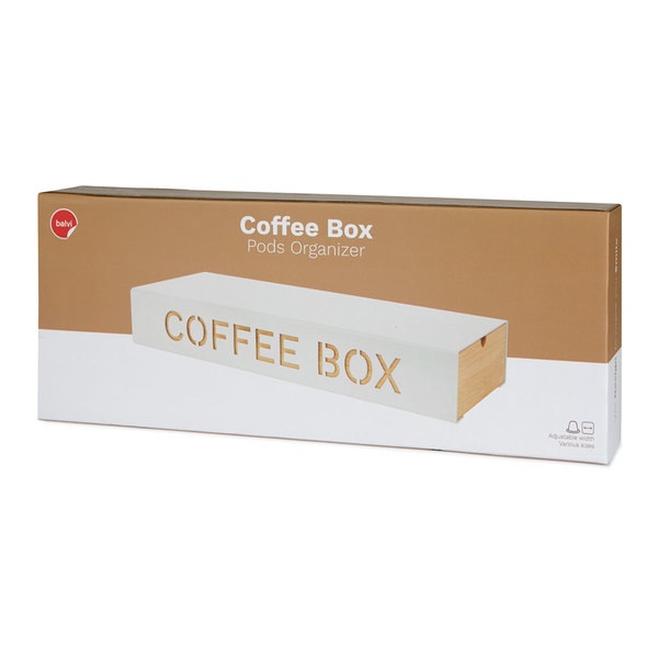 Balvi Coffee Box Coffee Box Color Blanco Almacenaje para cápsulas de café Metal/bambú 6x14,5x37,2 cm