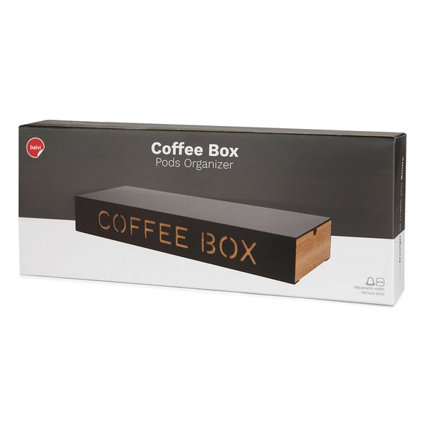 Balvi Coffee Box Coffee Box Color Negro Almacenaje para cápsulas de café Metal/bambú 6x14,5x37,2 cm