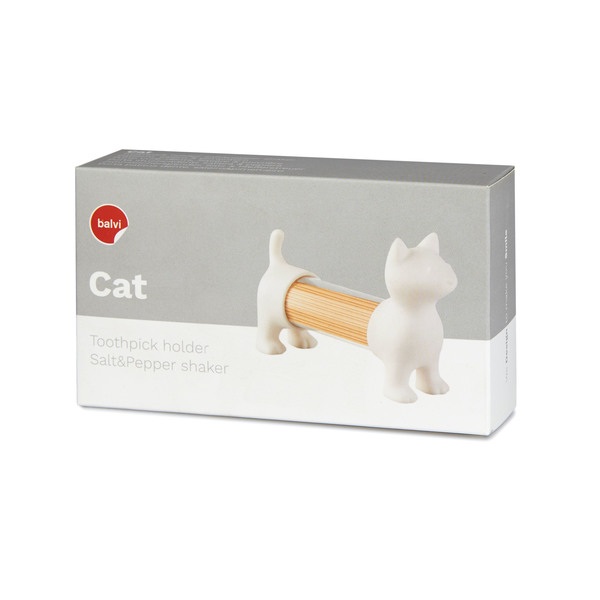 alvi Palillero & salero y pimentero Cat Color blanco Con forma de gato Acrílico/plástico PVCMUY PRÁC