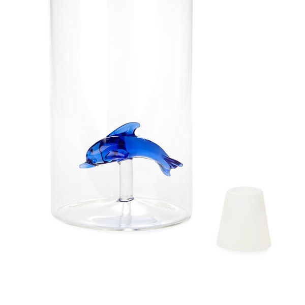 alvi - Doplhin Balvi Botella Doplhin Con figura en forma de delfín azul en el interior Borosilicato
