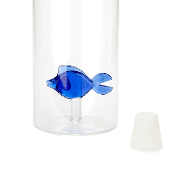 alvi - Blue Fish Balvi Botella Blue Fish Con figura en forma de pez azul de vidrio en el interior Bo