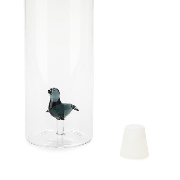 alvi Bottiglia Seal per l'acqua Figura di una foca all'interno Con tappo in silicone Borosilicato 30