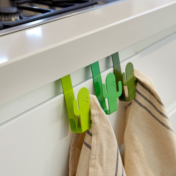 alvi Colgador cajón Cactus Color verde Ganchos para puerta para colgar paños de cocina, toallas de b