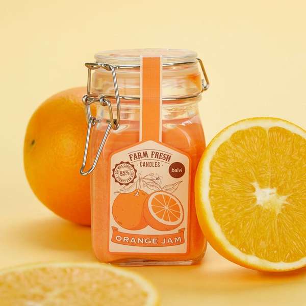 alvi Vela aromática Farm Fresh Color Naranja Diseño de tarro de mermelada con olor a fruta naranja C