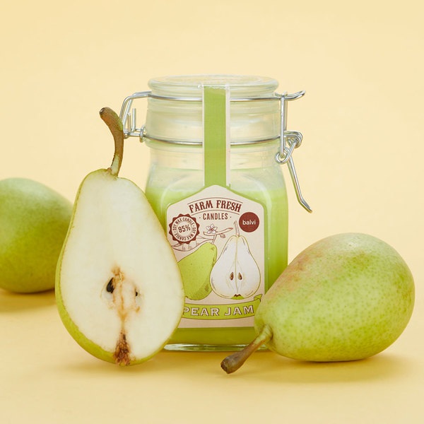 alvi Vela aromática Farm Fresh Color Verde Diseño de tarro de mermelada con olor a fruta pera Cera/v