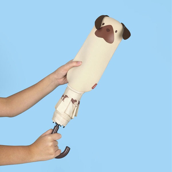 Balvi Parapluie Puppymbrella Couleur Beige Comprend une housse en néoprène en forme de chien Nylon