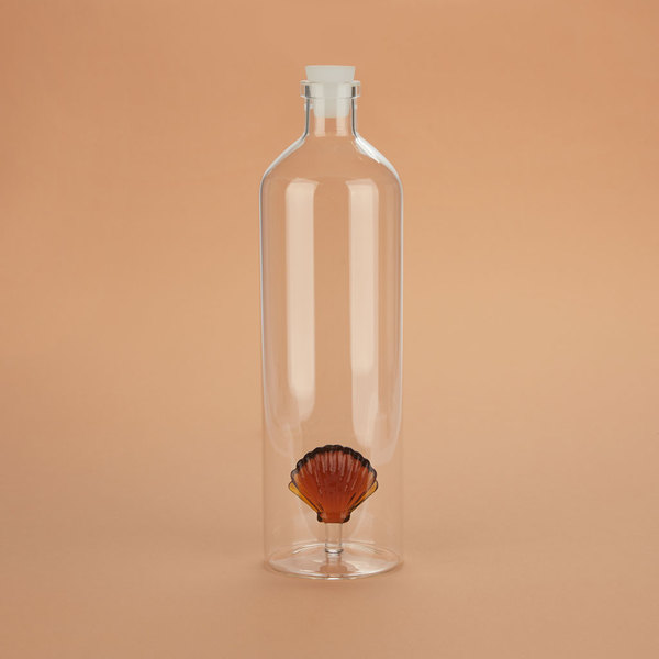 Balvi Botella Atlantic Shell Color ámbar Hecho a mano en borosilicato Vidrio 30cm