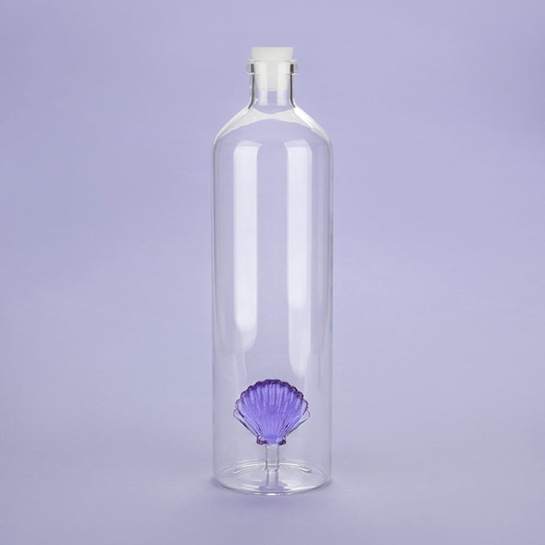 Balvi Botella Atlantic Shell Color lila Hecho a mano en borosilicato Vidrio 30cm