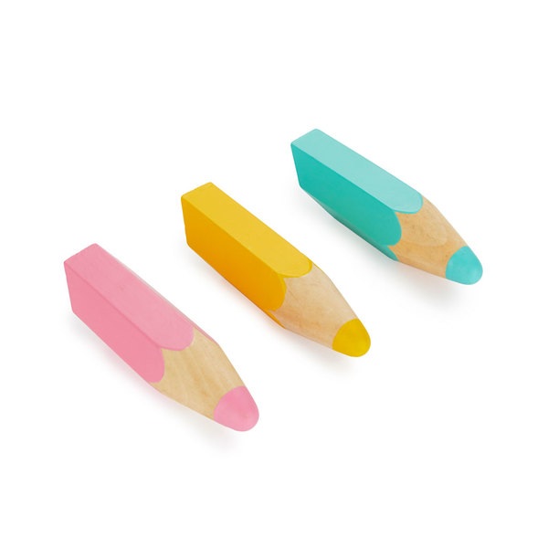Balvi Colgador pared Pencil Color Amarillo,rosa,turquesa 3 unidades Madera