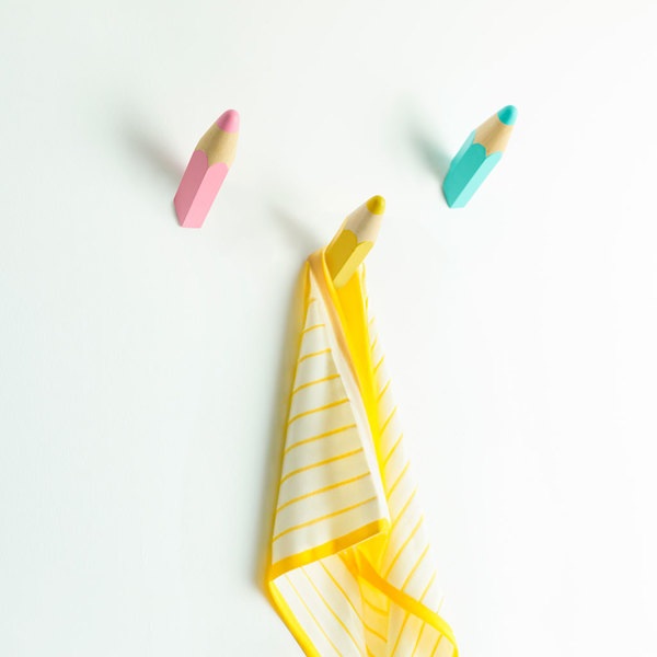 Balvi Colgador pared Pencil Color Amarillo,rosa,turquesa 3 unidades Madera