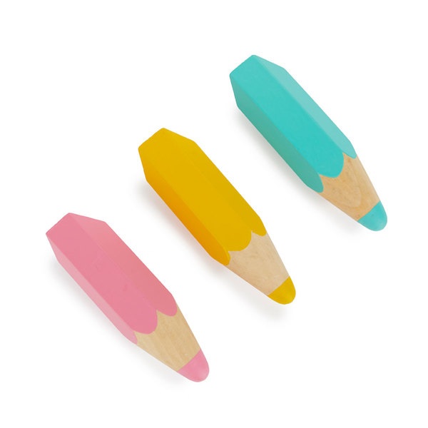 Balvi Colgador pared Pencil Color Amarillo,rosa,turquesa 3 unidades Madera