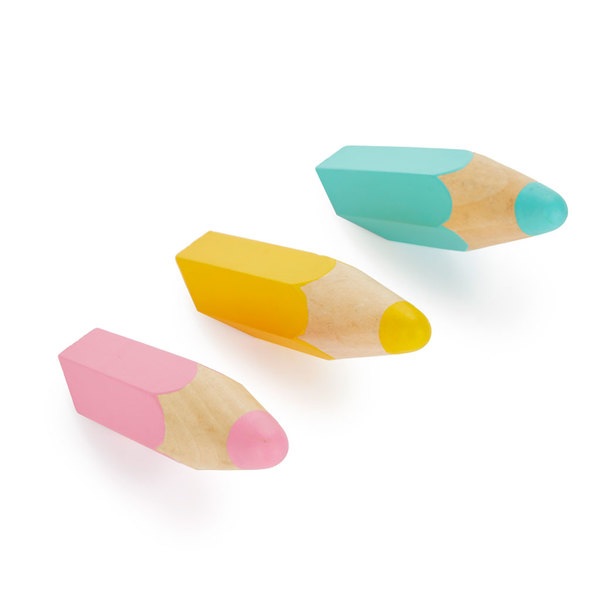 Balvi Colgador pared Pencil Color Amarillo,rosa,turquesa 3 unidades Madera