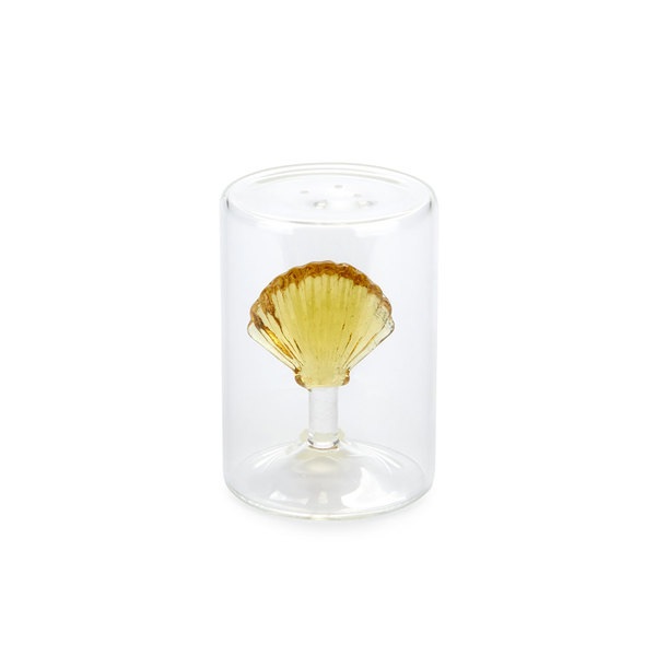 Balvi Salero Atlantic Shell Color amarillo Hecho a mano en borosilicato Vidrio