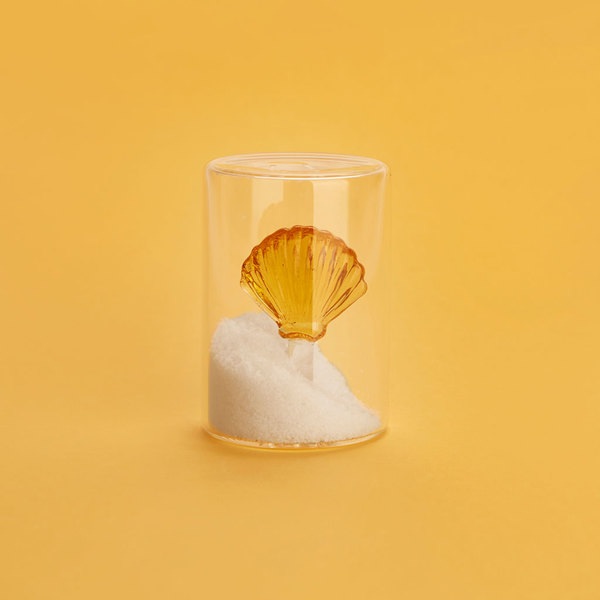 Balvi Salero Atlantic Shell Color amarillo Hecho a mano en borosilicato Vidrio