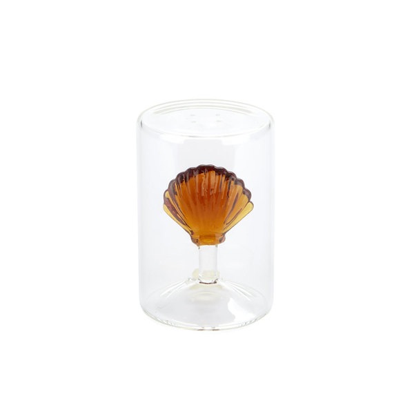 Balvi Salero Atlantic Shell Color ámabar Hecho a mano en borosilicato Vidrio
